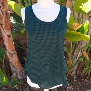 Ann Taylor Loft green plaid tank blouse XS